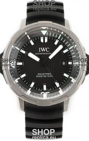 IWC Aquatimer IW358002 1:1 Titanium Mirror Swiss Replica Watch in Black Dial Rubber Strap