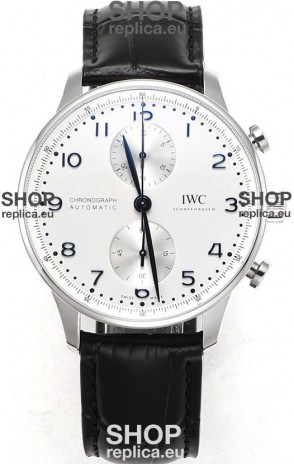 IWC Portuguese Chronograph Swiss Replica Watch in Steel Case White Dial - 1:1 Mirror Replica Edition