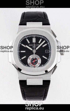 Patek Philippe Nautilus 5980/1A 904L Steel Case in Black Dial Leather Strap - 1:1 Mirror Replica