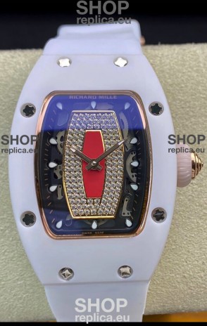 Richard Mille RM-07-01 Diamonds Dial White Ceramic Ladies 1:1 Swiss Replica Watch 