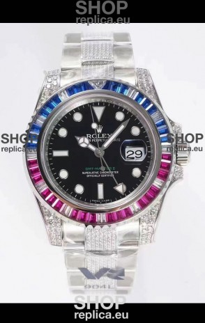 Rolex GMT Masters II Diamonds Swiss watch in 904L Case - 1:1 Mirror Quality