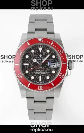 Rolex Submariner DiW Stainless Steel Casing Ceramic Red Bezel Edition Watch 