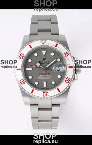 Rolex Submariner DiW Stainless Steel Casing White Ceramic Bezel Grey Dial Edition Watch 