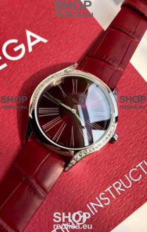 Omega De Ville Tresor Edition Swiss Quartz Watch 36MM Steel Casing Red Dial