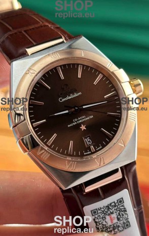 Omega Co-Axial Constellation 39MM Two Tone Rose Gold Brown Dial 1:1 Mirror Replica Watch