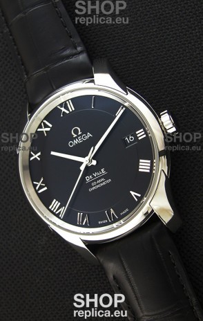 Omega De-Ville Annual Calendar Co-Axial Swiss Replica Watch 1:1 Mirror Edition in Black Dial