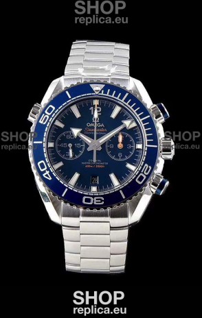 Omega Planet Ocean 600M Chronograph 904L Steel Blue Dial 1:1 Mirror Replica Watch 