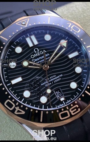 Omega Seamaster 300M Co-Axial Master Chronometer Black Dial Two Tone Casing 1:1 Mirror Replica