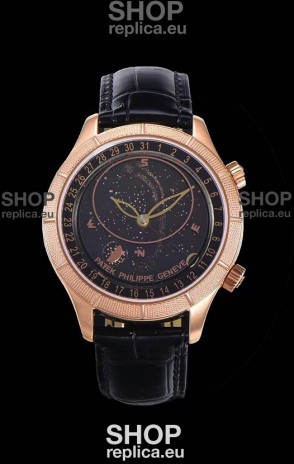 Patek Philippe 6102R Grand Compilations Handwind Swiss Replica Watch - Rugged Bezel Black Dial
