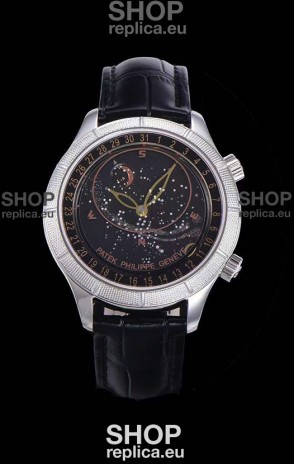 Patek Philippe 6102R Grand Compilations Handwind Swiss Replica Watch - Rugged Bezel Black Dial