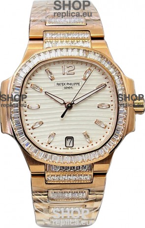 Patek Philippe Nautilus 7118R 35MM 1:1 Rose Gold White Dial 1:1 Mirror Replica Watch