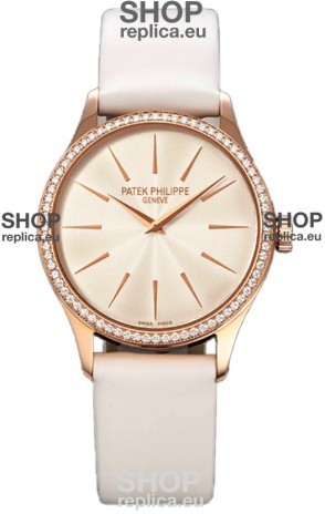 Patek Philippe Calatrava 4997 Ladies Rose Gold Yellow Dial with Swiss Automatic Movement Watch