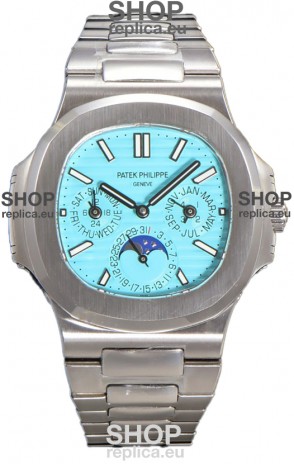 Patek Philippe Nautilus 5740 Perpetual Calendar White Gold Tiffany Dial Swiss Replica Watch 