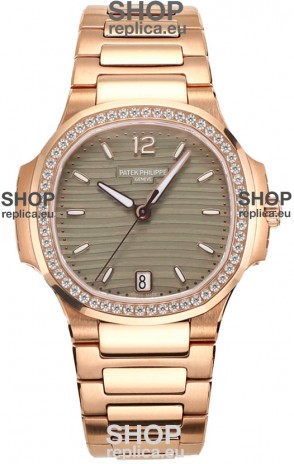 Patek Philippe Nautilus 7118R 35MM 1:1 Rose Gold Grey Dial 1:1 Mirror Replica Watch