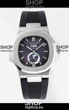 Patek Philippe Nautilus 5726A 1:1 Mirror Swiss Watch Blue Dial Rubber Strap