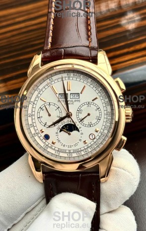 Patek Philippe Grand Complications 5270 Swiss Replica Watch in Rose Gold Casing White Dial
