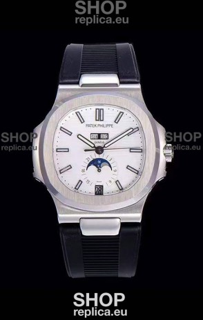 Patek Philippe Nautilus 5726A 1:1 Mirror Swiss Watch White Dial Rubber Strap 