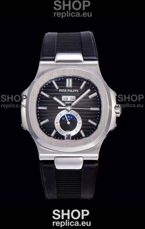 Patek Philippe Nautilus 5726A 1:1 Mirror Swiss Watch Black Dial Rubber Strap 
