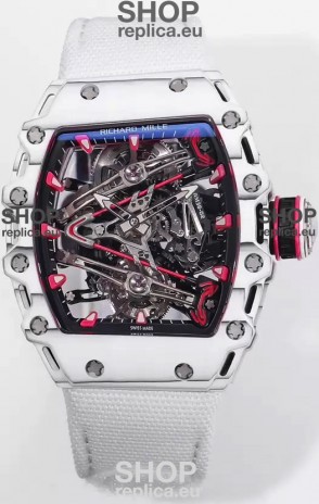 Richard Mille RM38-02 Carbon Casing Bubba Watson White Nylon Tourbillon Movement 1:1 Mirror Replica