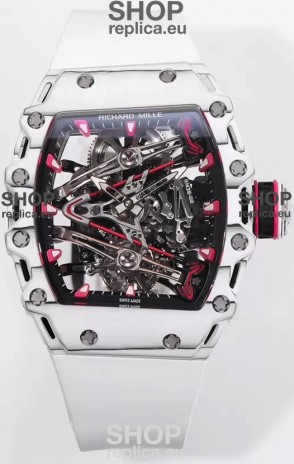 Richard Mille RM38-02 White Carbon Bubba Watson White Rubber Tourbillon Movement 1:1 Mirror Replica