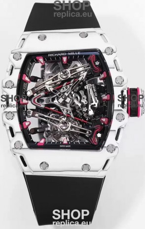Richard Mille RM38-02 White Carbon Bubba Watson Black Rubber Tourbillon Movement 1:1 Mirror Replica