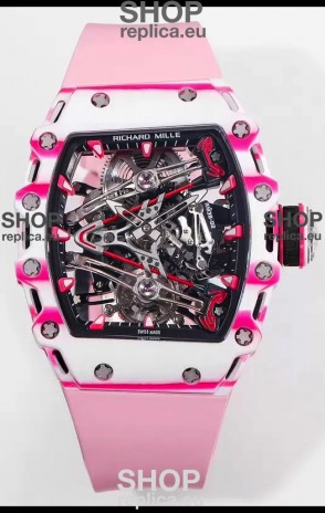 Richard Mille RM38-02 White/Pink Carbon Bubba Watson Pink Rubber Tourbillon Movement 1:1 Mirror Replica
