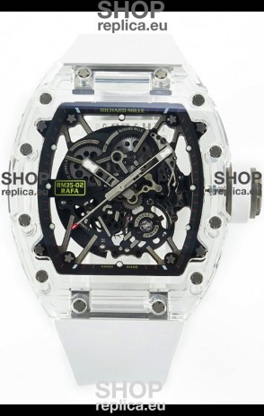 Richard Mille RM35-02 Rafael Nadal Transparent Sapphires Casing with Genuine Tourbillon Super Clone Watch
