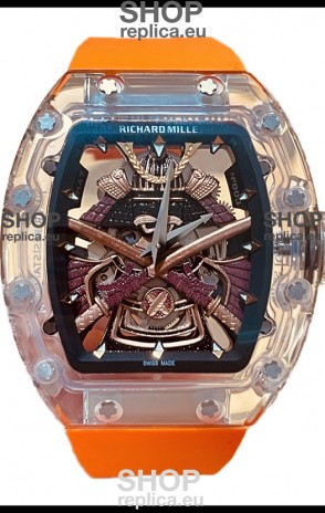 Richard Mille RM047 Samurai Genuine Tourbillon Watch in Orange Strao Sapphires Casing