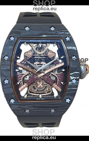 Richard Mille RM047 Samurai Genuine Tourbillon Watch in Carbon Casing Black Strap