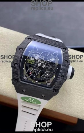 Richard Mille RM35-02 Rafael Nadal Black Carbon White Strap with Genuine Tourbillon Super Clone Watch