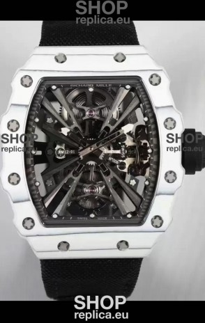 Richard Mille RM12-01 White Carbon Fiber Case Genuine Tourbillon Movement 1:1 Mirror Replica Watch