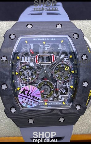 Richard Mille RM011 Felipe Massa 1:1 Mirror Black Forged Carbon Case Grey Strap