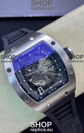 Richard Mille RM010 Stainless Steel Replica Watch in Black Strap - Roman Numerals