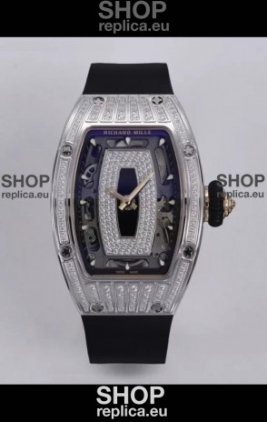 Richard Mille Super Clone RM07-01 Diamonds Paved 904L Steel Casing Automatic Replica Watch