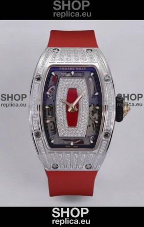 Richard Mille Super Clone RM07-01 Diamonds Paved 904L Steel Casing Automatic Replica Watch