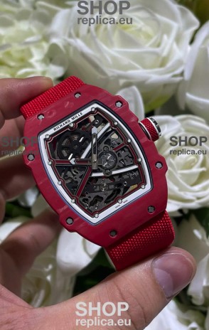 Richard Mille Super Clone RM67-02 Red Carbon TPT 37 Grams Watch Red Strap