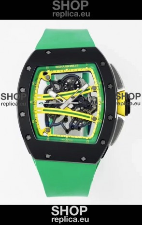 Richard Mille Super Clone RM61-01 Black Ceramic Green Strap Swiss Replica Watch