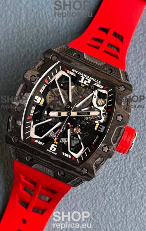Richard Mille RM35-03 Rafael Nadal Edition Black Carbon Fiber Casing 1:1 Mirror Replica Watch in Red Strap
