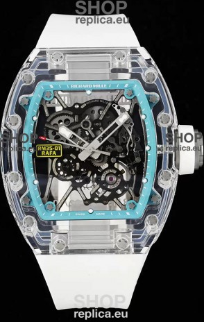 Richard Mille RM35-01 Rafael Nadal Transparent Sapphires Casing with Genuine Tourbillon Super Clone Watch