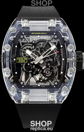 Richard Mille RM35-01 Rafael Nadal Transparent Sapphires Casing with Genuine Tourbillon Super Clone Watch
