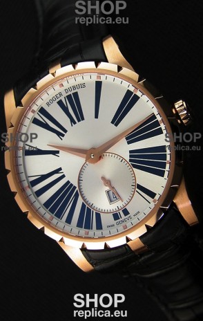 Roger Dubuis Excalibur RDDBEX0587 Pink Gold Steel White Dial Swiss Replica Watch