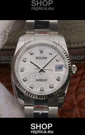 Rolex Datejust 36MM Cal.3135 Movement Swiss Replica Watch in 904L Steel Casing in White Dial