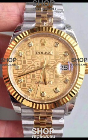Rolex Datejust 41MM Cal.3135 Movement Swiss Replica Watch in 904L Steel Two Tone Casing Computer Dial