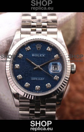 Rolex Datejust 36MM Cal.3135 Movement Swiss Replica Watch in 904L Steel Blue Computer Dial 