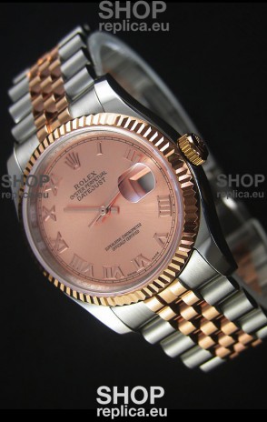 Rolex Datejust Replica Japanese Watch - Two Tone Rose Gold Plating with Champange Dial in 36MM Casing