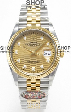 Rolex Super Clone Datejust ETA 3235 Movement 36MM Two Tone Yellow Gold Swiss Fluted Dial
