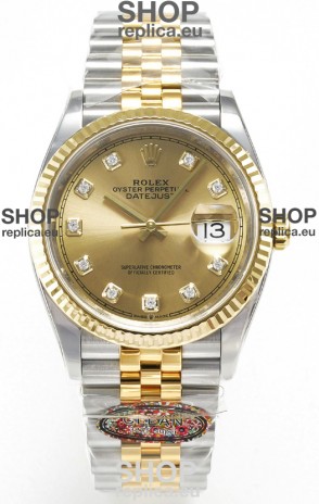 Rolex Super Clone Datejust ETA 3235 Movement 36MM Two Tone Yellow Gold Swiss Gold Dial