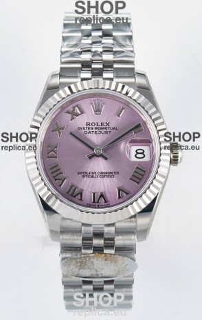 Rolex Super Clone Datejust ETA 2688 Movement 31MM Stainless Steel Pink Roman Dial Watch 