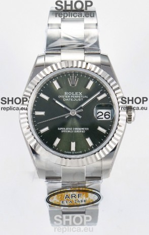 Rolex Super Clone Datejust ETA 2688 Movement 31MM Stainless Steel Case Green Dial Watch