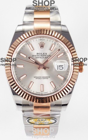 Rolex Super Clone Datejust ETA 3235 Movement 41MM Two Tone Rose Gold Plating Steel Dial Watch